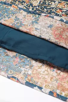 Sublime Dove Blue Zari And Sequins Embroidered Organza Semi Stitched Roses Printed Floral Lehenga