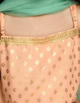 Peach & Light Green Kurta Dhoti With Lace Work and Mesh Dupatta 4