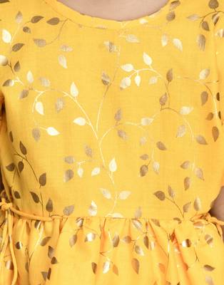 Yellow With Gold Print Dhoti & Jhabala 4