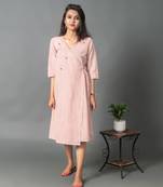 Beige embroidered cotton party-wear-kurtis