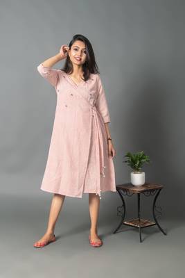 Beige embroidered cotton party-wear-kurtis 2
