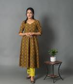 Green printed cotton cotton-kurtis