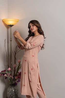 Peach embroidered rayon ethnic-kurtis 2