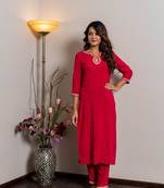 Pink embroidered rayon party-wear-kurtis