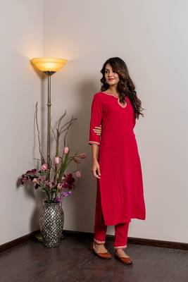 Pink embroidered rayon party-wear-kurtis 2