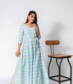 Green embroidered cotton ethnic-kurtis