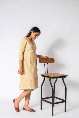 Yellow embroidered cotton party-wear-kurtis 1