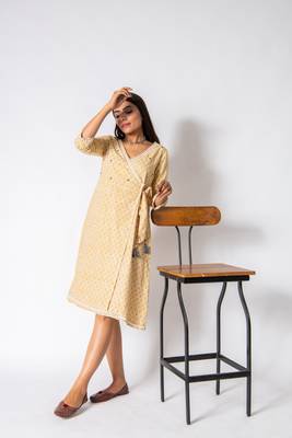 Yellow embroidered cotton party-wear-kurtis 2