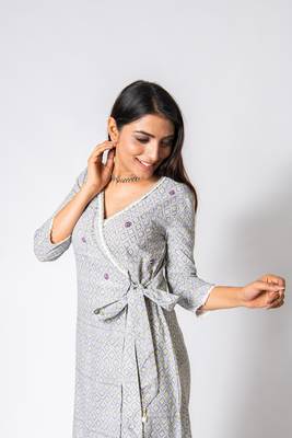 Grey embroidered cotton party-wear-kurtis 3