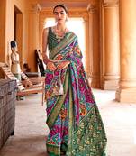   multicolor printed silk saree with blouse