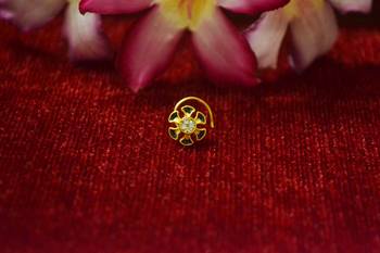 Yellow Meenakari multi diamond designer sizzling nosering or nose pin 1