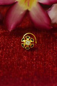 Yellow Meenakari multi diamond designer sizzling nosering or nose pin