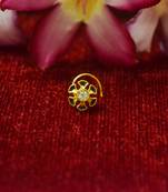 Yellow Meenakari multi diamond designer sizzling nosering or nose pin