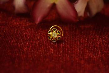 Yellow Meenakari multi diamond designer sizzling nosering or nose pin 2