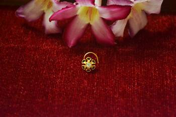 Yellow Designer Meenakari Work Gold Plated Multi diamond nosering or nose pin 2