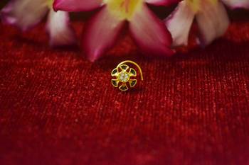 Yellow Designer Meenakari Work Gold Plated Multi diamond nosering or nose pin 3