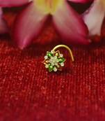 Green Designer Gold Plated Multi diamond nosering or nose pin