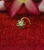 Blue Designer Meenakari Work Gold Plated Multi diamond nosering or nose pin