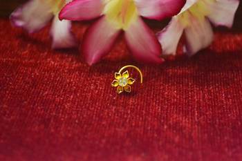Yellow Designer Meenakari Work Gold Plated Multi diamond nosering or nose pin 1