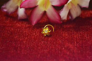 Yellow Designer Meenakari Work Gold Plated Multi diamond nosering or nose pin 3