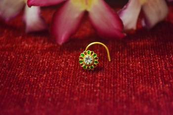 Green premium multi diamond designer sizzling nosering or nose pin 2