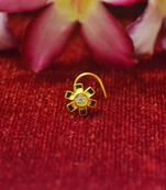 Yellow Designer Meenakari Work Gold Plated Multi diamond nose ring or nose pin