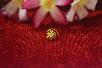 Yellow designer gold plated multi diamond meenakari work nosering or nose pin 1