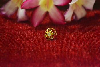 Yellow designer gold plated multi diamond meenakari work nosering or nose pin 2