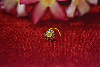Blue Designer Gold Plated Multi diamond Meenakari Work nosering or nose pin 2