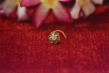Blue Designer Gold Plated Multi diamond Meenakari Work nosering or nose pin 3