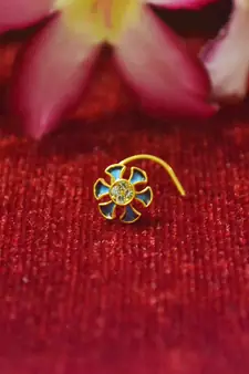 Blue Designer Gold Plated Multi diamond Meenakari Work nosering or nose pin