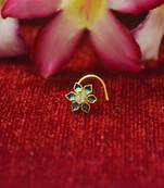 Blue designer gold plated multi diamond meenakari work nosering or nose pin