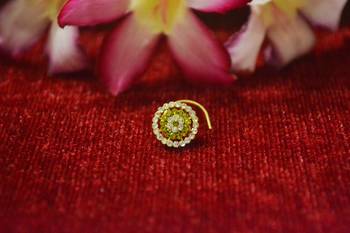 Green Premium multi diamond designer sizzling nosering or nose pin 1