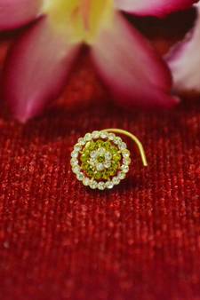 Green Premium multi diamond designer sizzling nosering or nose pin