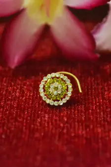Green Premium multi diamond designer sizzling nosering or nose pin
