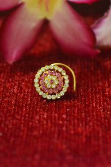 Pink Premium Multi Diamond Designer Sizzling Nosering or Nose pin