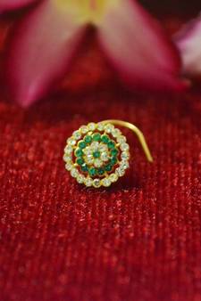 Green premium multi diamond designer sizzling nosering or nose pin