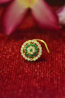 Green premium multi diamond designer sizzling nosering or nose pin