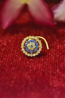 Blue premium multi diamond designer sizzling nosering or nose pin