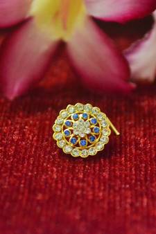 Blue premium multi diamond designer sizzling nosering or nose pin