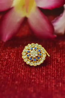 Blue premium multi diamond designer sizzling nosering or nose pin