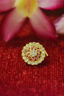 Pink premium multi diamond designer sizzling nosering or nose pin