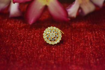 Blue Designer Gold Plated Multi diamond nosering or nose pin 2