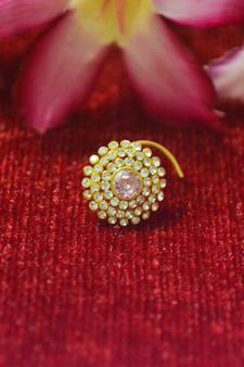 Pink Big premium multi diamond designer sizzling nosering or nose pin