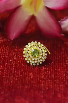 Green premium multi diamond designer sizzling nosering or nose pin