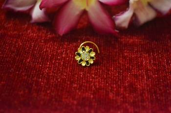Black Meenakari multi diamond designer sizzling nosering or nose pin 1