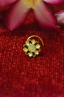 Black Meenakari multi diamond designer sizzling nosering or nose pin