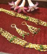 Designer Multi Stranded Multicolour Premium Pearl Necklace set with Matching Earrings