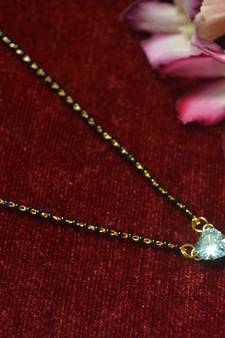 Designer single Stone Heart Diamond Mangalsutra