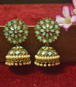 Turquoise diamond jhumkas or Jhumki Earrings